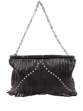 Jimmy Choo Leather Fringe Star Stud Crossbody Clutch  Lux Boho Revival